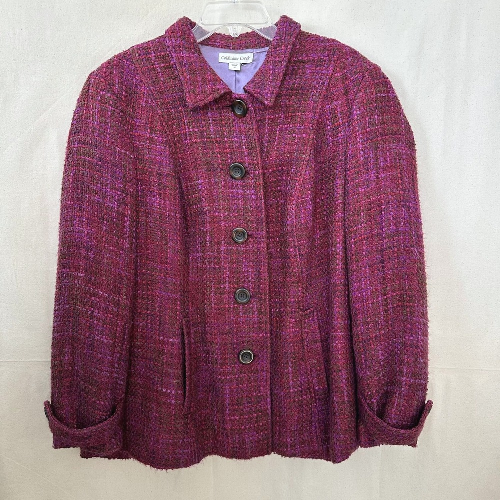 Coldwater Creek Purple Tweed Buttons‎ Jacket Blazer Womens 18 Old Money Preppy - Picture 2 of 13